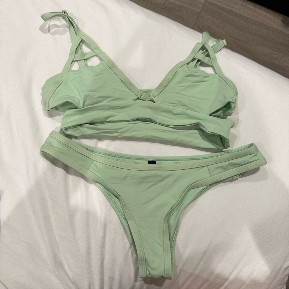 Matcha green color bikini set